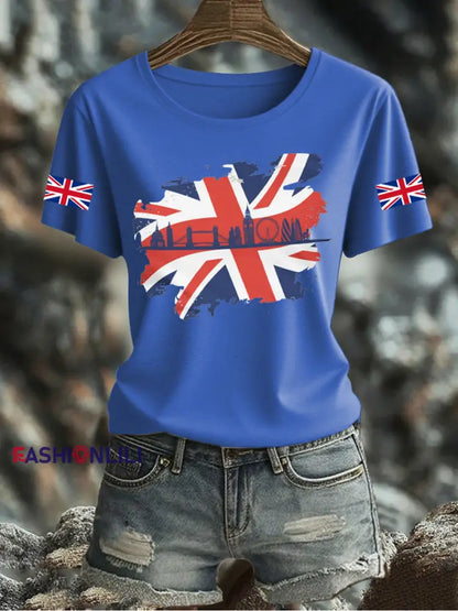 Women’s UK Flag Printed T-shirt Blue / S