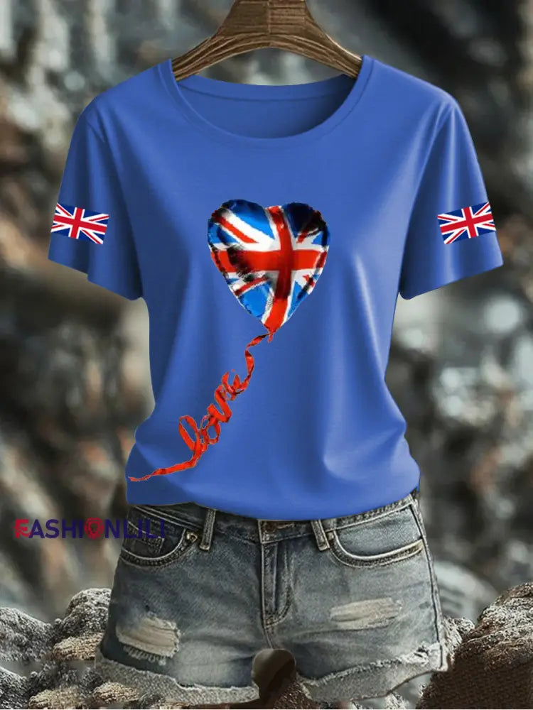 Women’s UK Flag Printed T-shirt Blue / S
