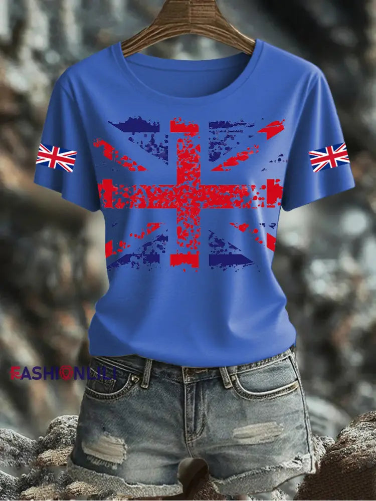 Women’s UK Flag Printed T-shirt Blue / S