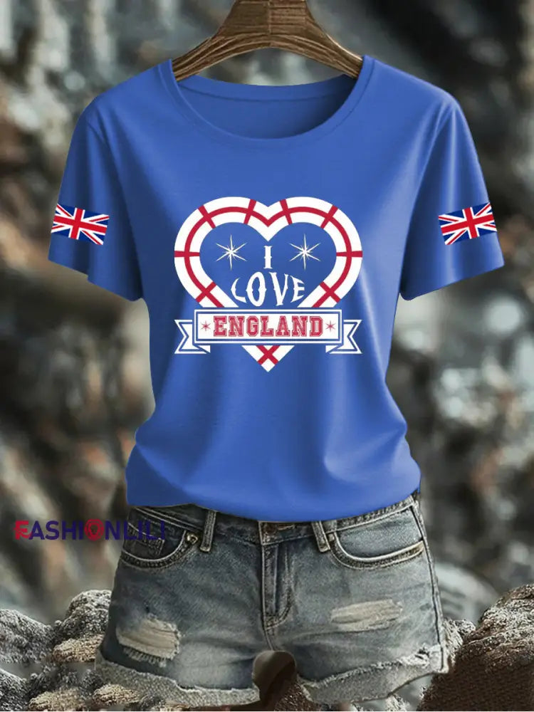 Women’s UK Flag Printed T-shirt Blue / S