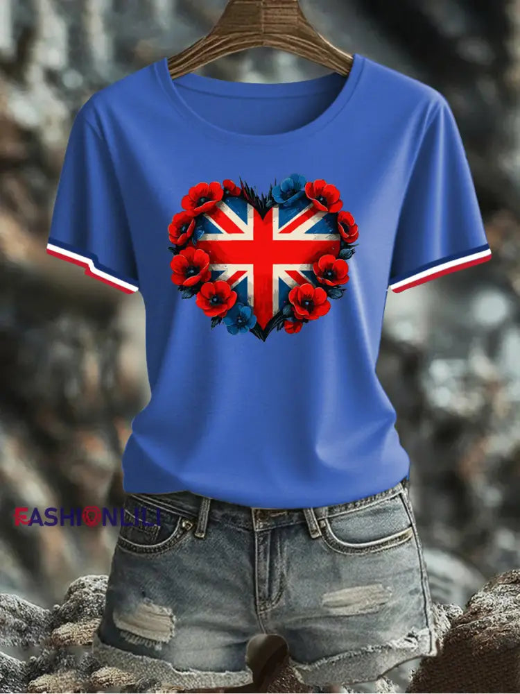 Women’s UK Flag Printed T-shirt Blue / S
