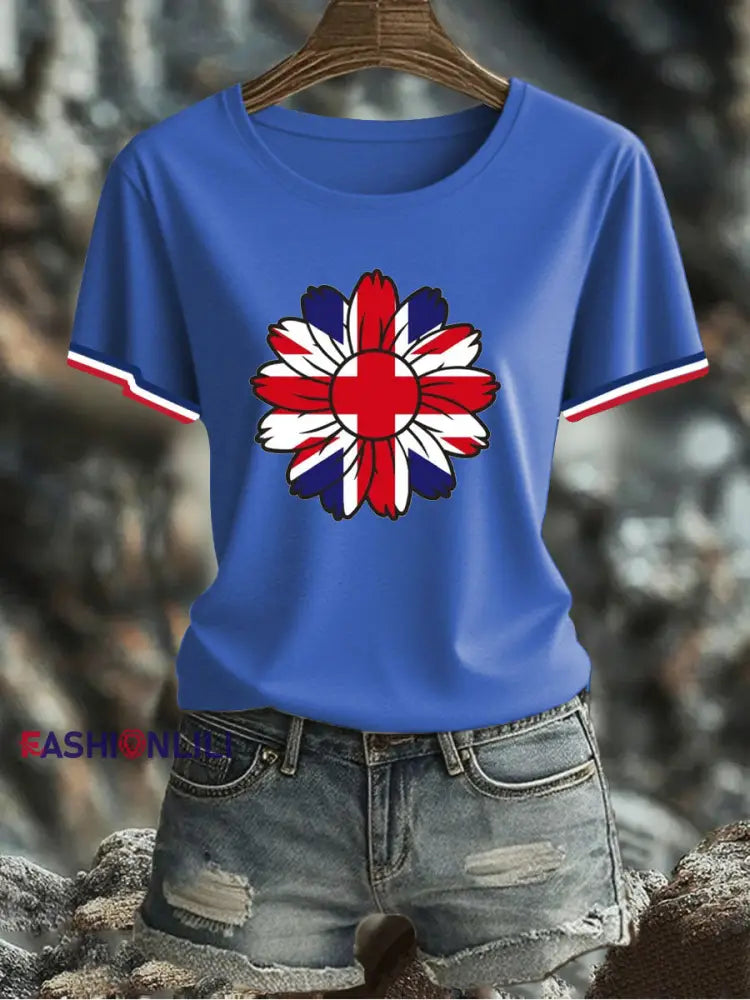 Women’s UK Flag Printed T-shirt Blue / S