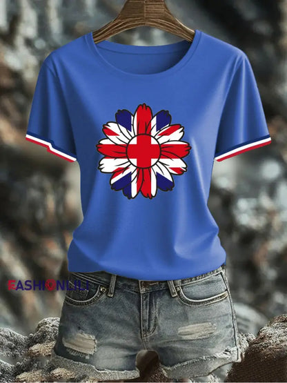 Women’s UK Flag Printed T-shirt Blue / S