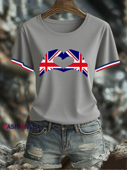 Women’s UK Flag Printed T-shirt Gray / S