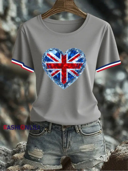 Women’s UK Flag Printed T-shirt Gray / S