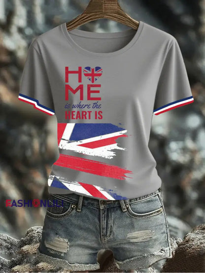 Women’s UK Flag Printed T-shirt Gray / S