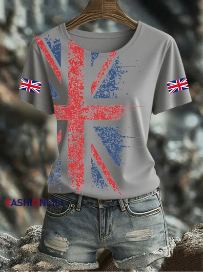 Women’s UK Flag Printed T-shirt Gray / S