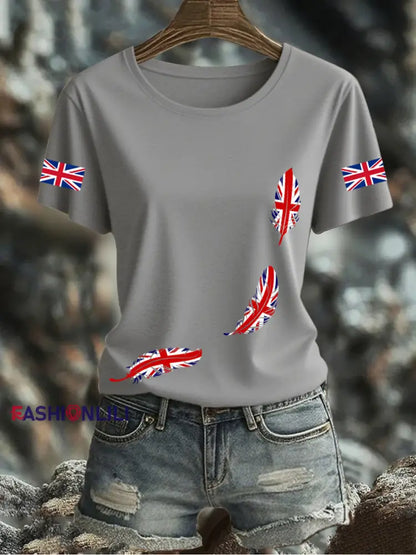 Women’s UK Flag Printed T-shirt Gray / S