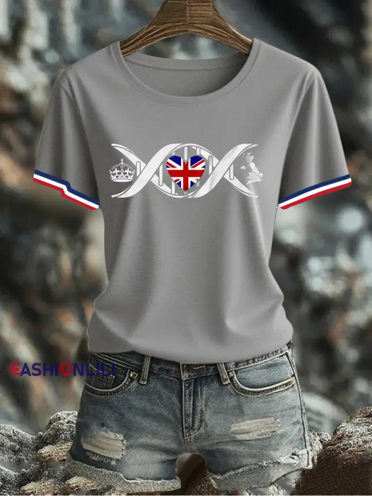 Women’s UK Flag Printed T-shirt Light Gray / S