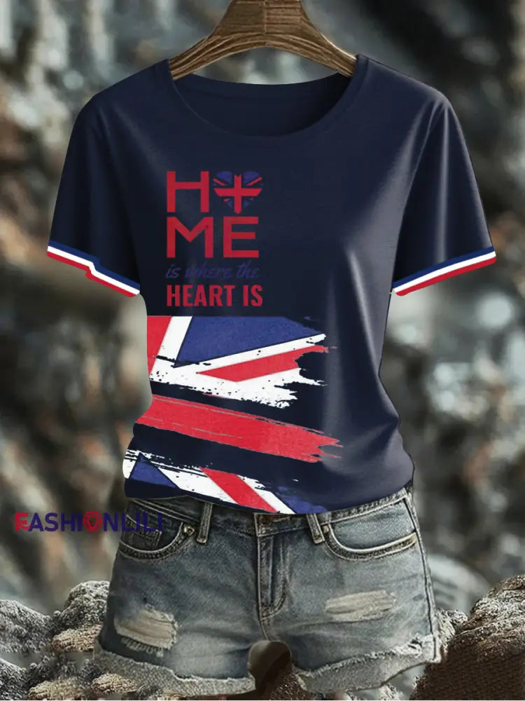 Women’s UK Flag Printed T-shirt Navy Blue / S