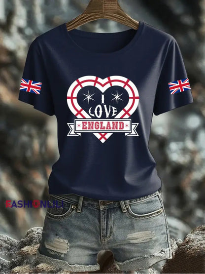Women’s UK Flag Printed T-shirt Navy Blue / S