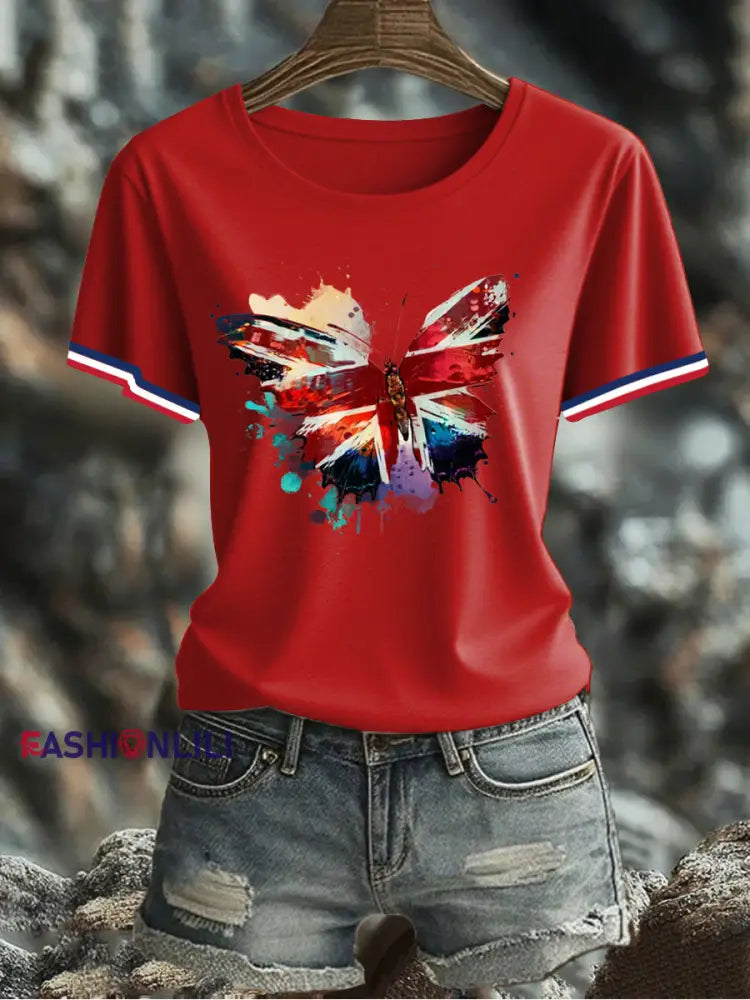 Women’s UK Flag Printed T-shirt Red / S