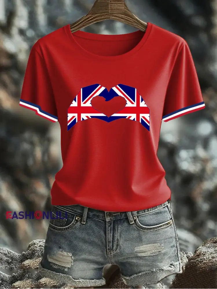 Women’s UK Flag Printed T-shirt Red / S