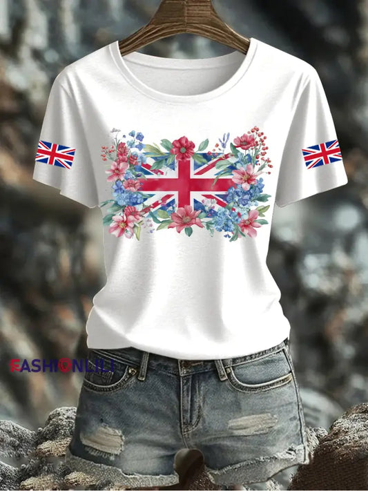 Women’s UK Flag Printed T shirt White / S
