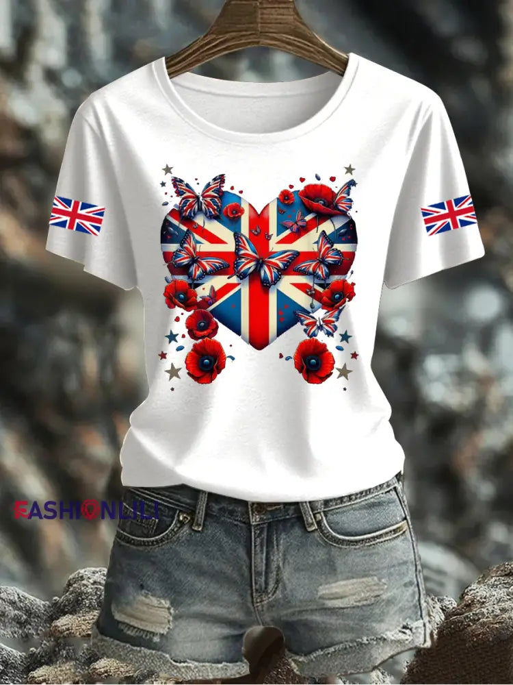 Women’s UK Flag Printed T-shirt White / S