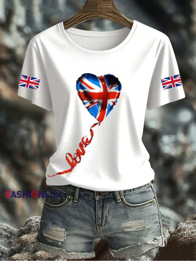 Women’s UK Flag Printed T-shirt White / S