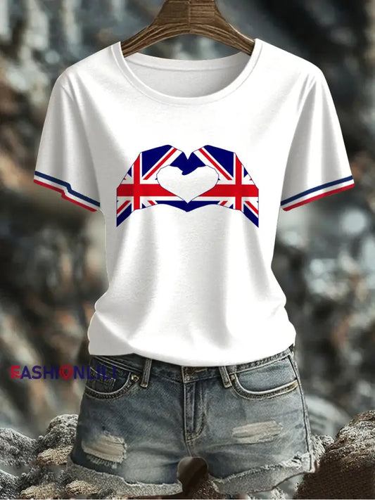 Women’s UK Flag Printed T-shirt White / S
