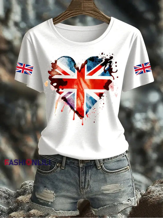 Women’s UK Flag Printed T shirt White / S