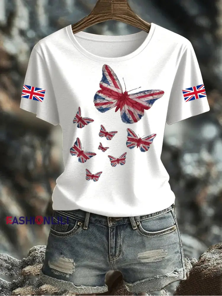 Women’s UK Flag Printed T shirt White / S