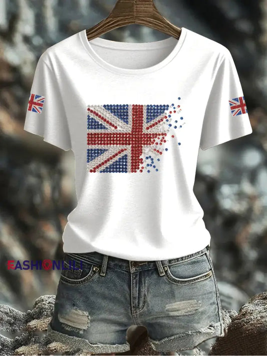 Women’s UK Flag Printed T shirt White / S