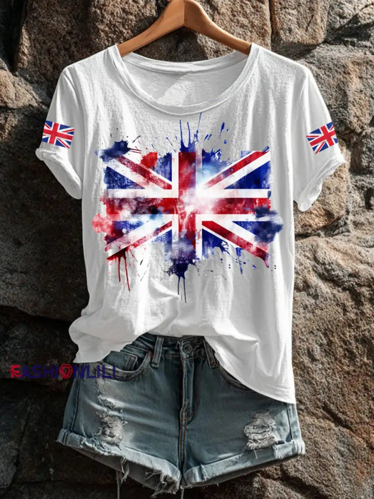 Women’s UK Flag Printed T shirt White / S