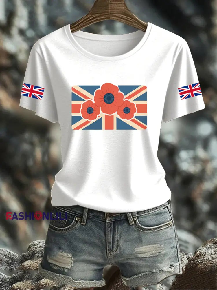 Women’s UK Flag Printed T-shirt White / S