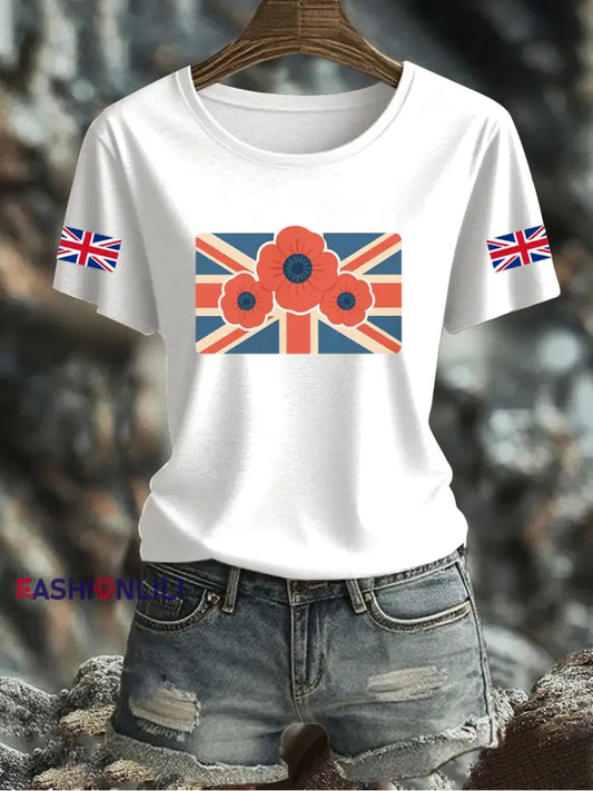 Women’s UK Flag Printed T-shirt White / S