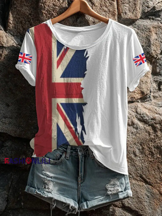 Women’s UK Flag Printed T shirt White / S