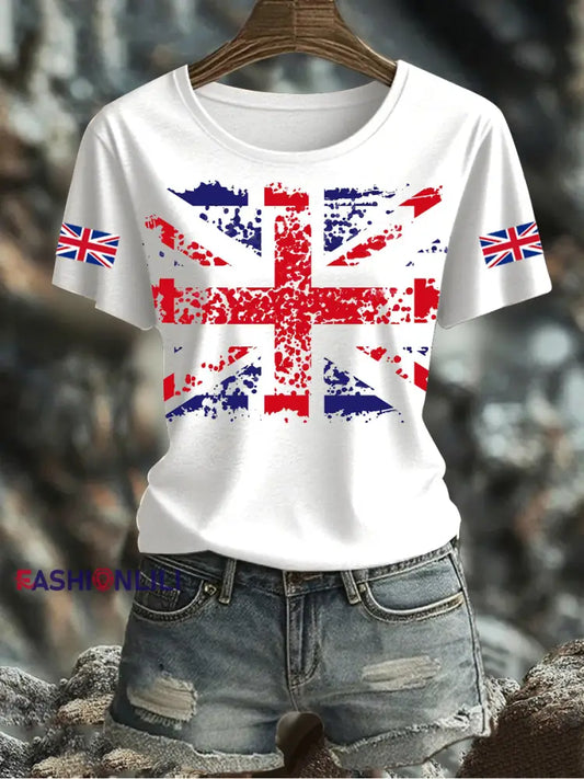 Women’s UK Flag Printed T-shirt White / S