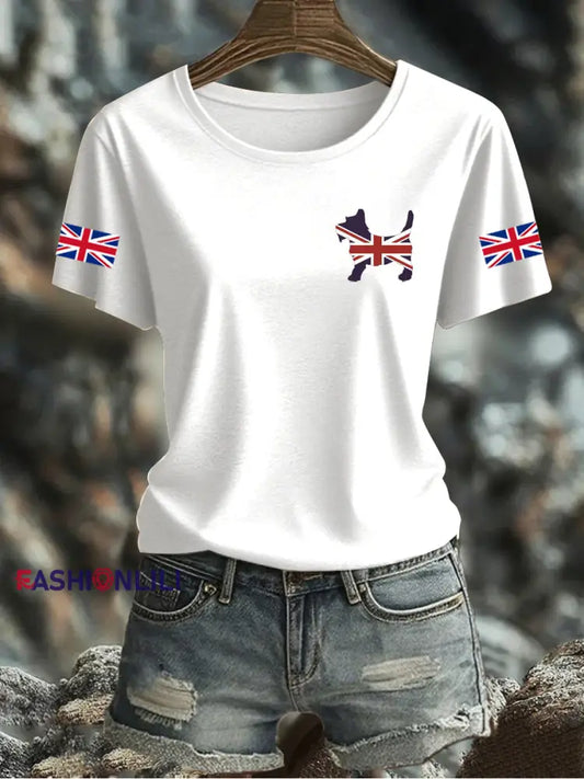Women’s UK Flag Printed T-shirt White / S