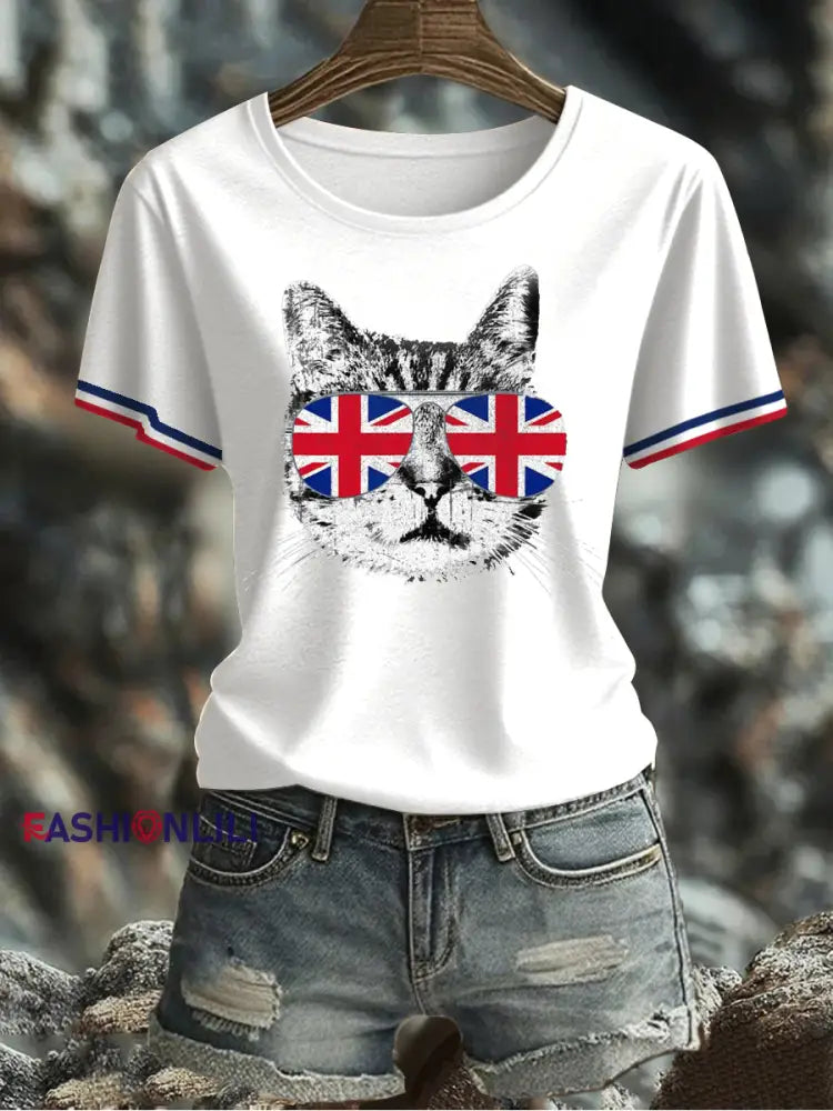 Women’s UK Flag Printed T-shirt White / S