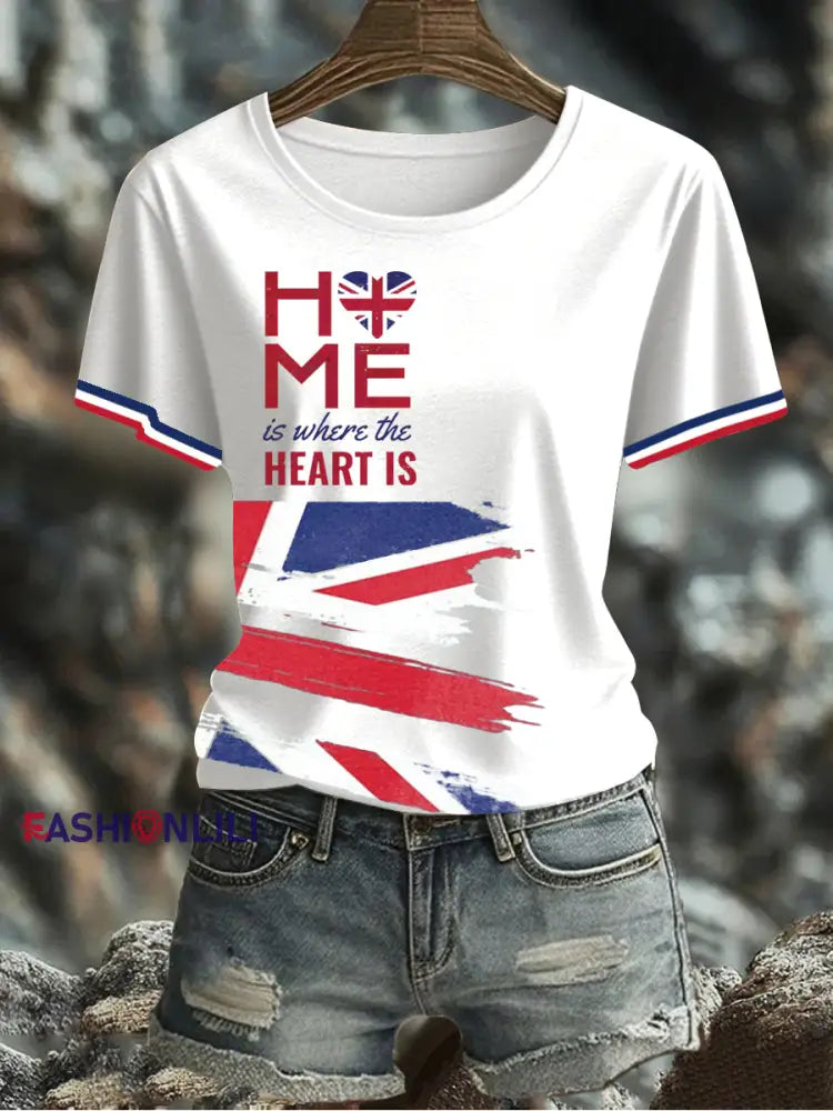 Women’s UK Flag Printed T-shirt White / S