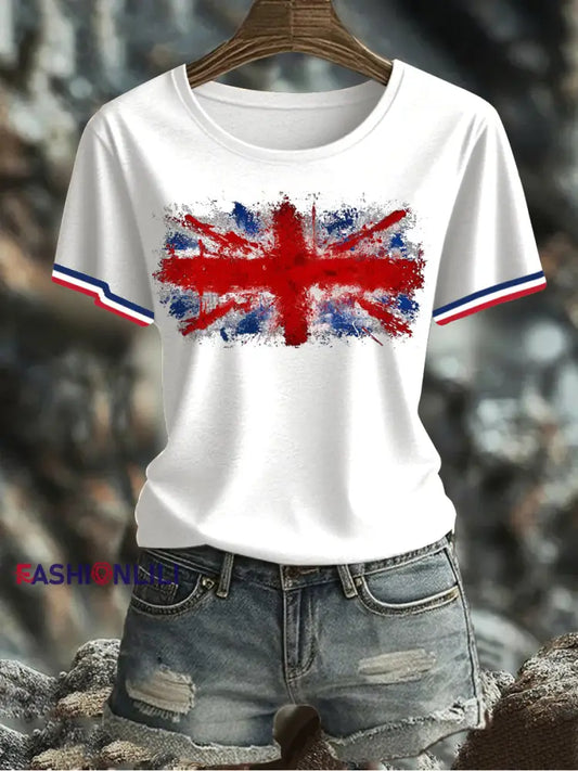 Women’s UK Flag Printed T-shirt White / S
