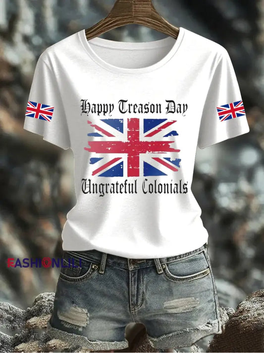 Women’s UK Flag Printed T-shirt White / S