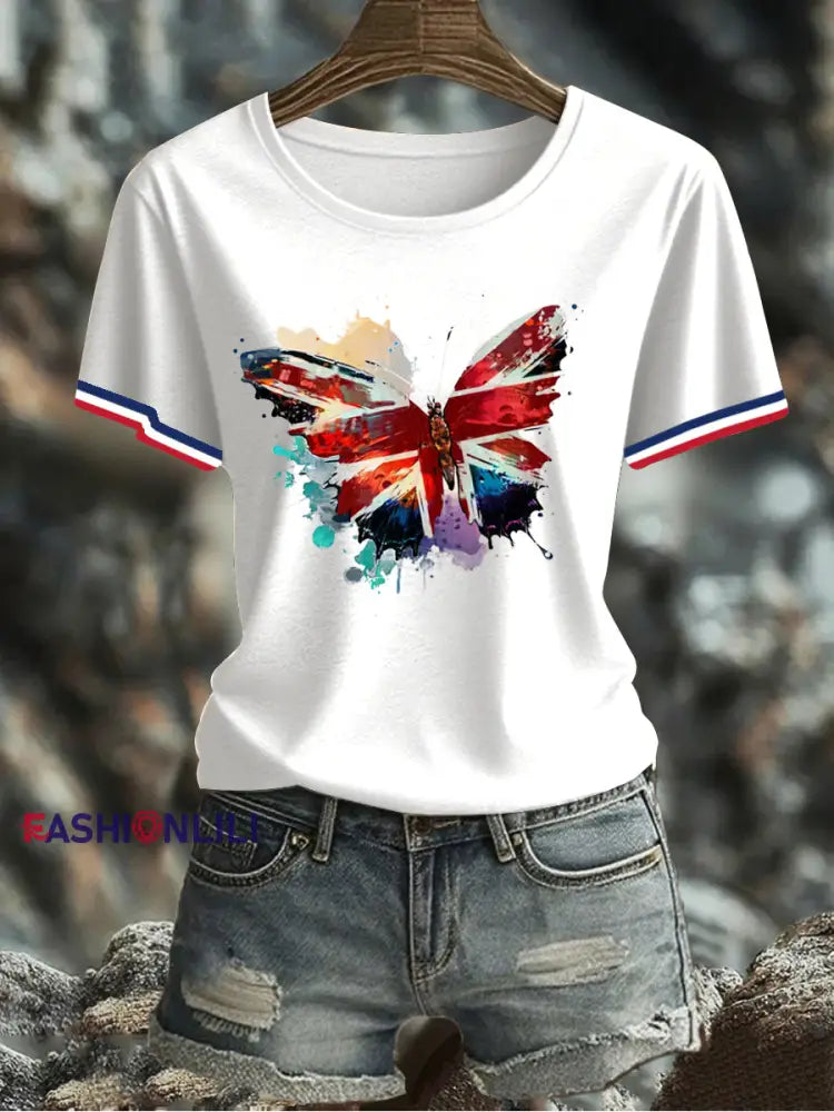 Women’s UK Flag Printed T-shirt White / S