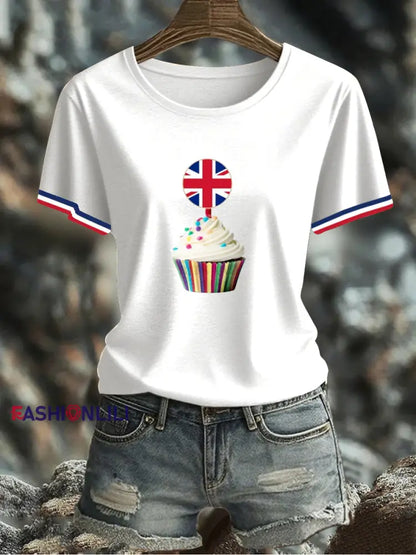 Women’s UK Flag Printed T-shirt White / S