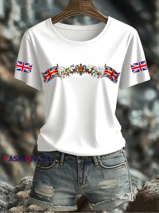 Women’s UK Flag Printed T shirt White / S