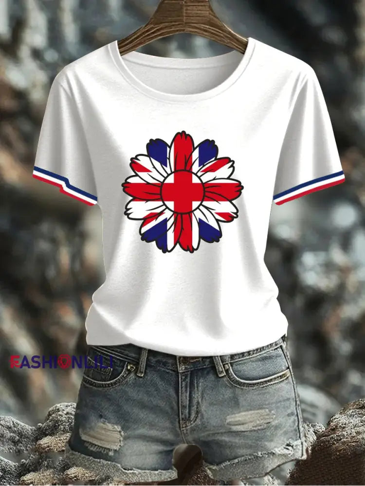 Women’s UK Flag Printed T-shirt White / S