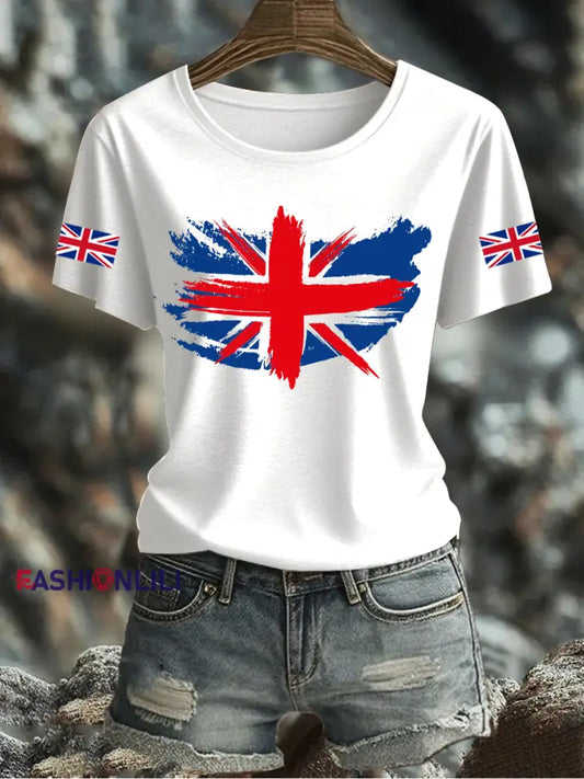 Women’s UK Flag Printed T-shirt White / S