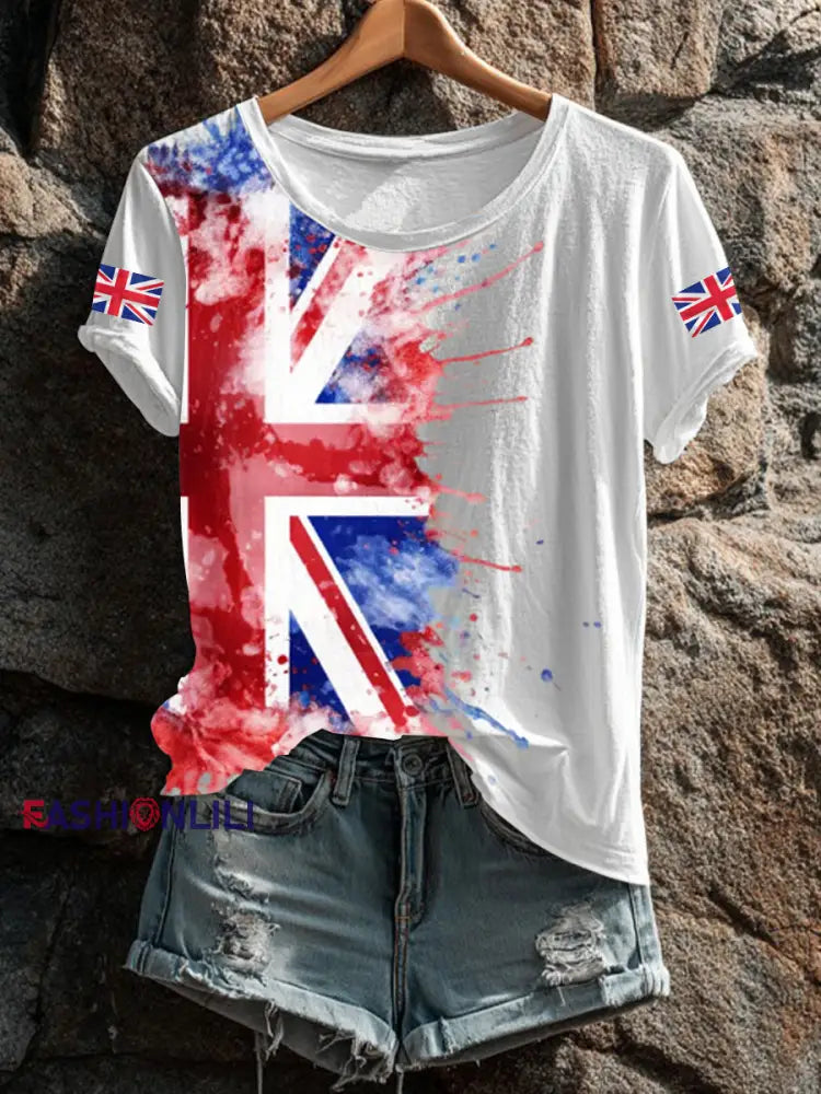 Women’s UK Flag Printed T shirt White / S