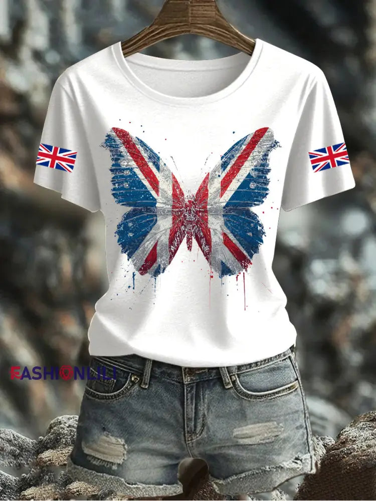 Women’s UK Flag Printed T shirt White / S