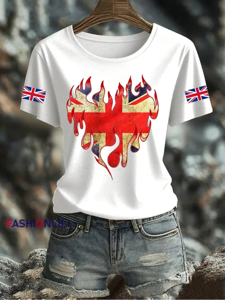 Women’s UK Flag Printed T-shirt White / S