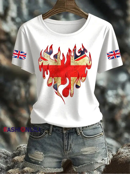 Women’s UK Flag Printed T-shirt White / S