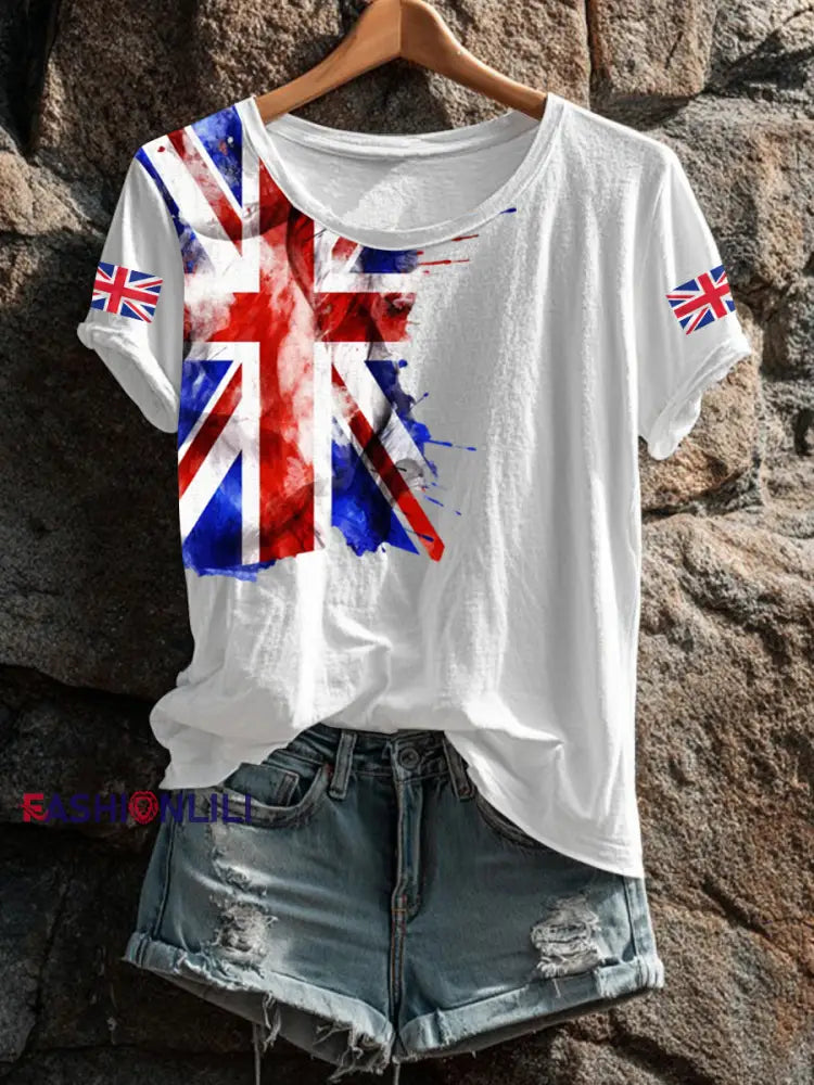 Women’s UK Flag Printed T shirt White / S
