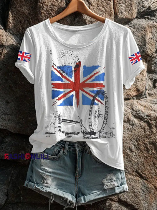 Women’s UK Flag Printed T shirt White / S
