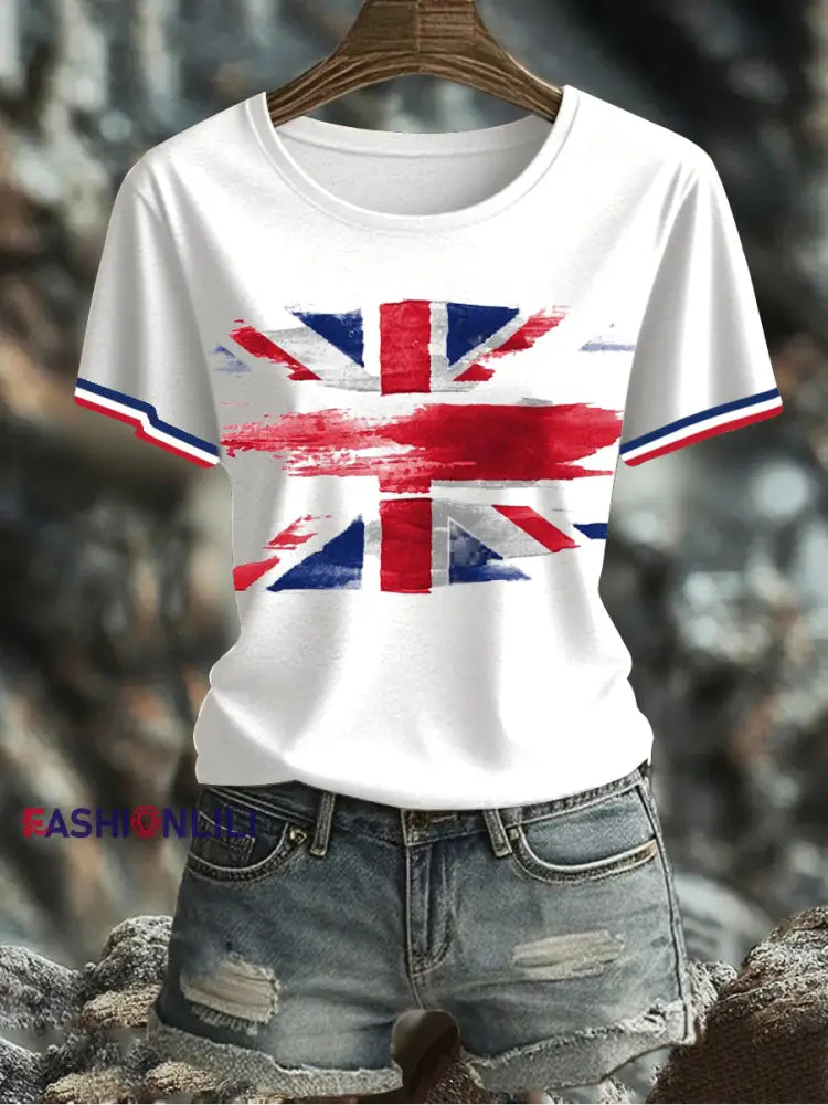 Women’s UK Flag Printed T-shirt White / S