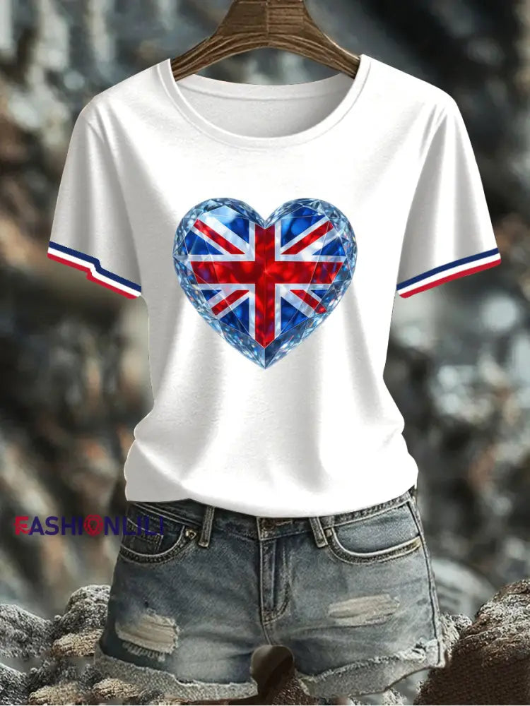 Women’s UK Flag Printed T-shirt White / S
