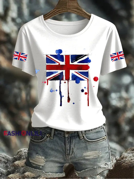 Women’s UK Flag Printed T-shirt White / S