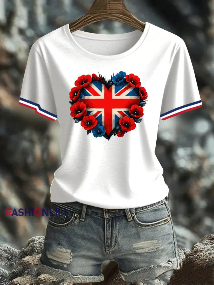 Women’s UK Flag Printed T-shirt White / S