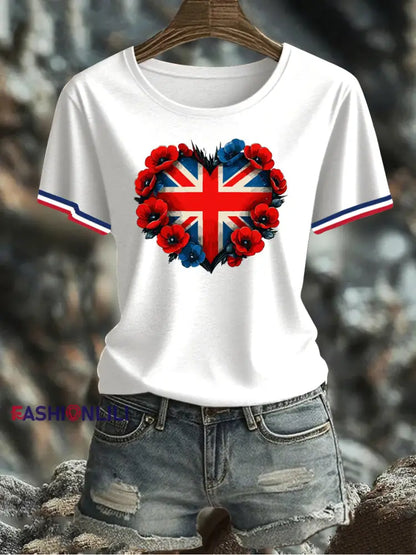 Women’s UK Flag Printed T-shirt White / S